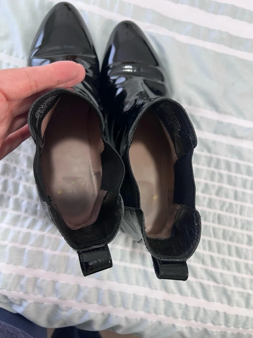 J. Crew Black Patent Leather Pointed Toe Chelsea Boots Womens Size 9.5